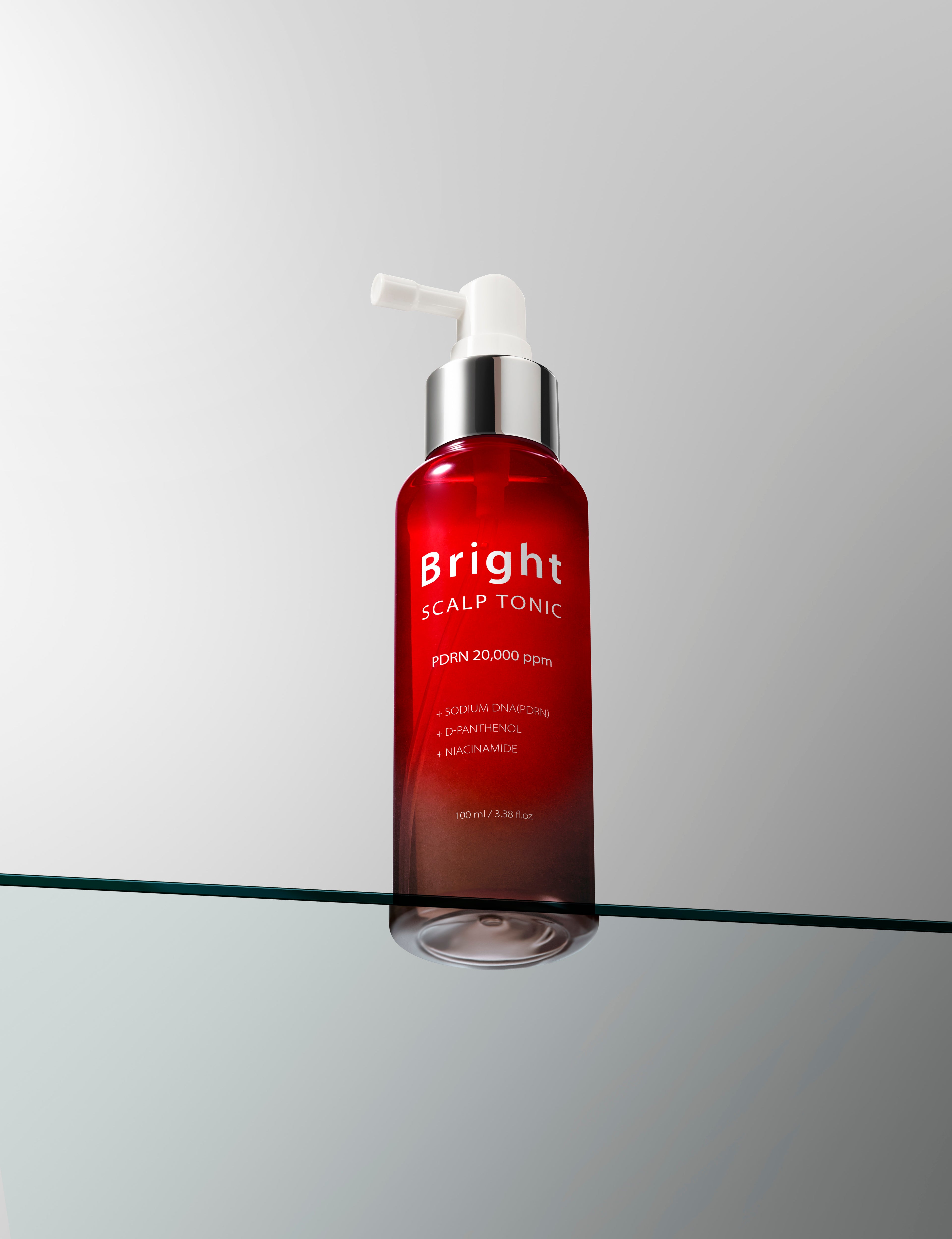 Bright Scalp Tonic with high-concentration PDRN (20,000 ppm) for dry, sensitive, and flaking scalp care.